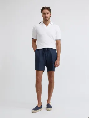 White Bouclé Piped Polo