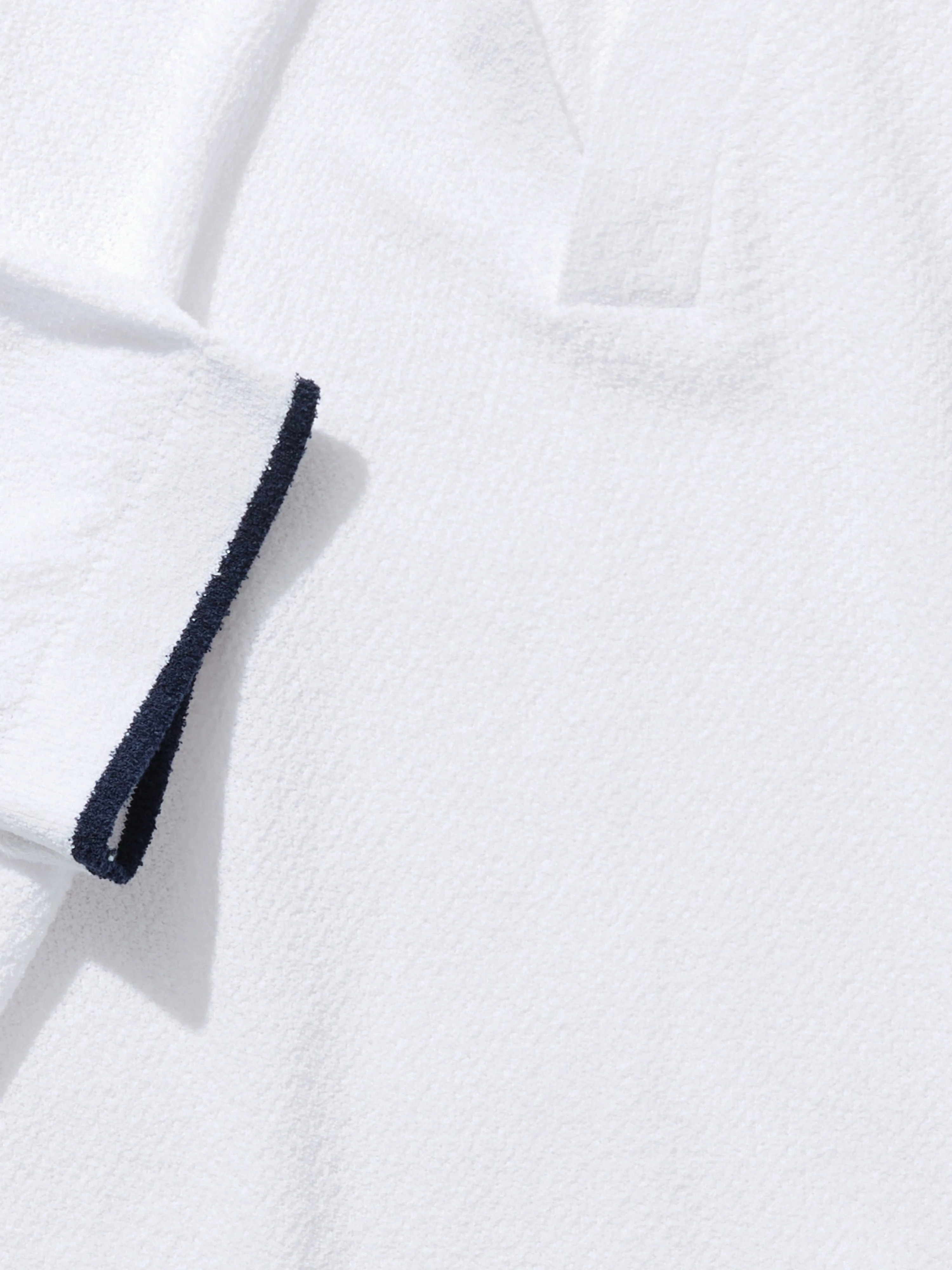 White Bouclé Piped Polo