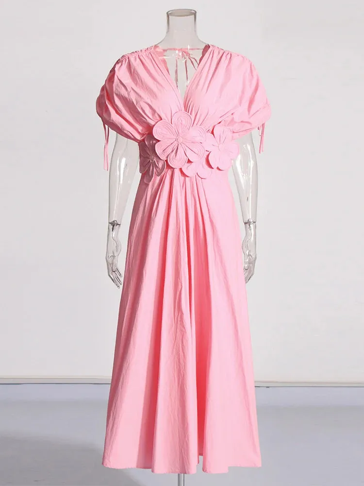 Women's Floral Twist-Front Midi Dress