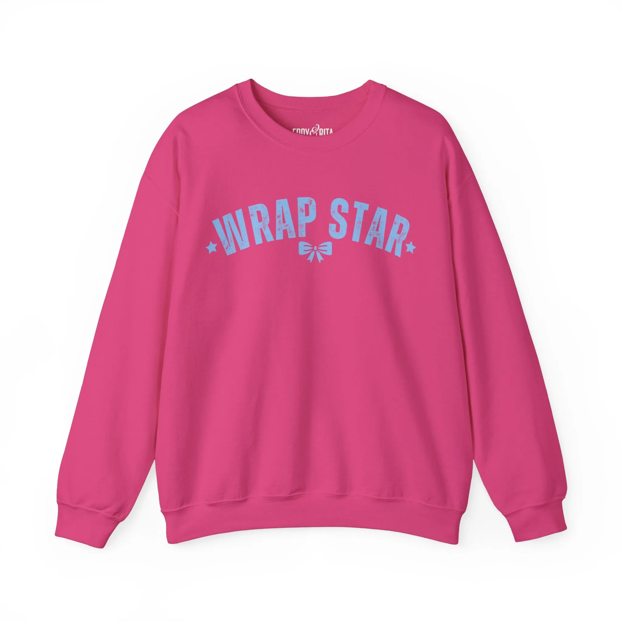 Women's Heavy Sweatshirt – "Wrap Star" Fun Holiday Gift Wrapping Graphic Sweatshirt