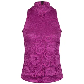 Womens Lennox Lace Mock Neck Top Bougainvillea - SS23