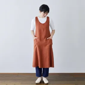 Women's Linen Cross Wrap Apron Dress - Red Ochre *Last One!