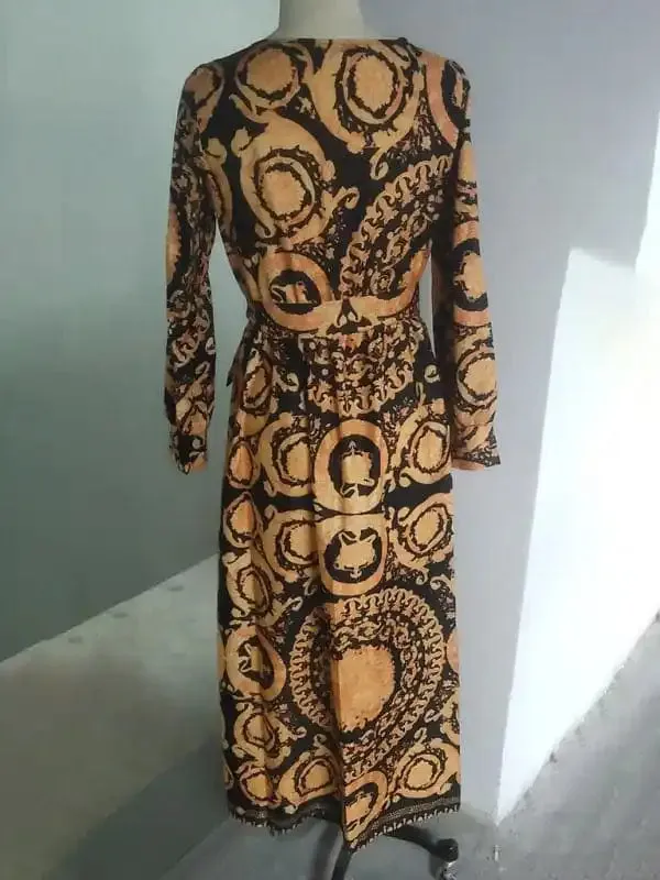 Women’s Print Long Sleeve Wrap Maxi Dress