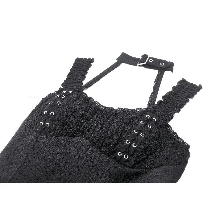 Women's Punk Halterneck Embossed Music Festival Slip Dress