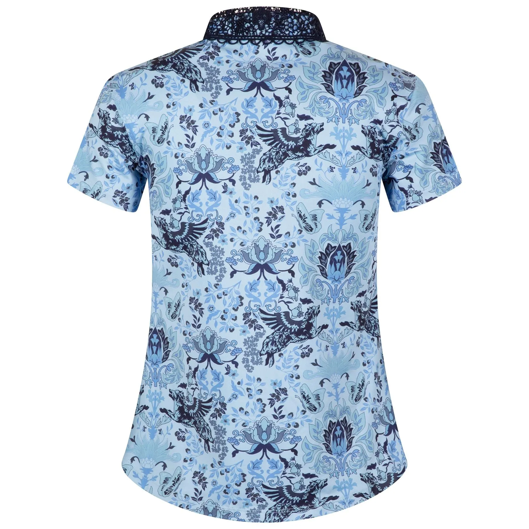 Womens Winged Wolf Lace Scarlett Polo Wolf Blue - AW24