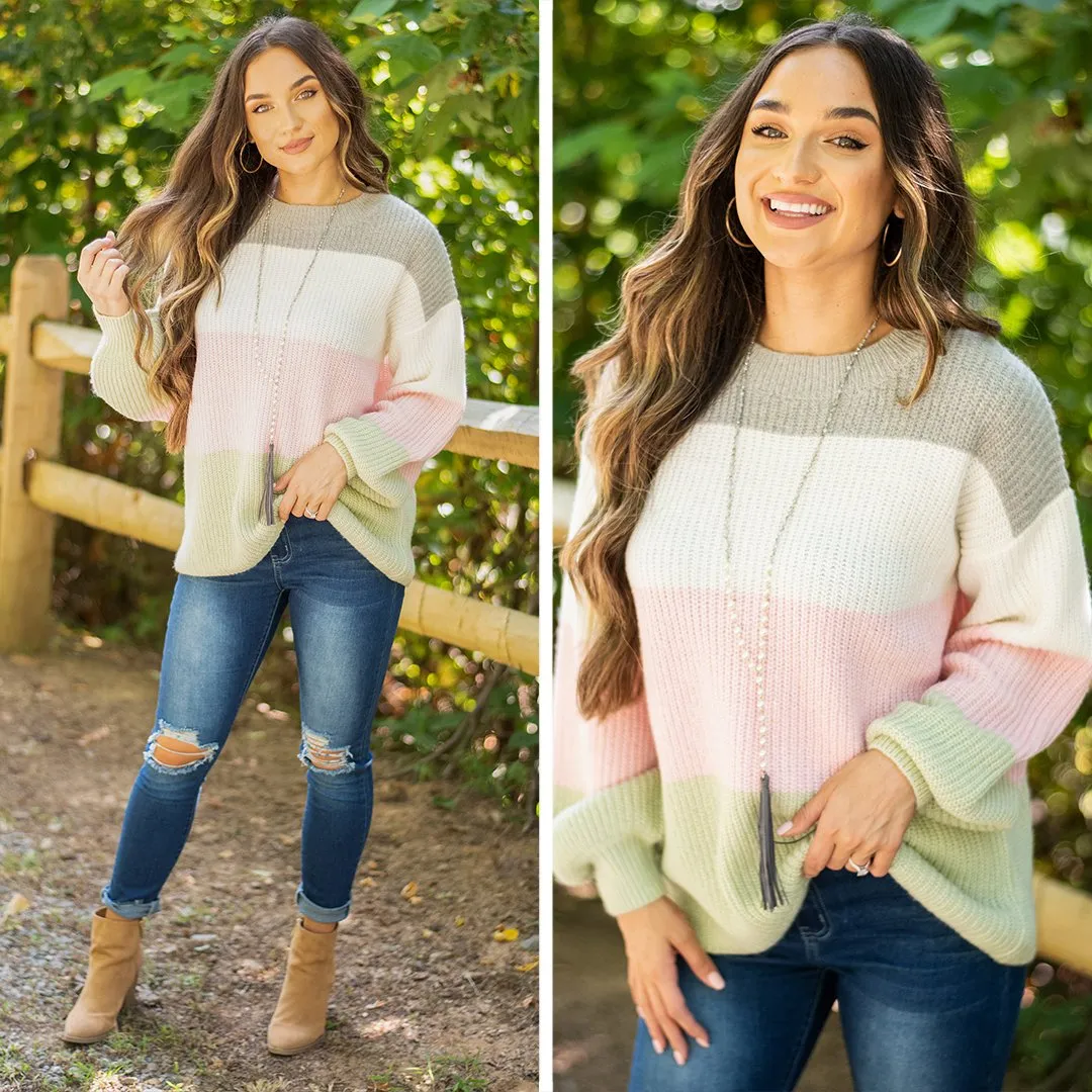 You've Got It Pink Multi Bubble Sleeve Sweater